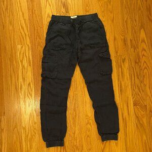 Navy Blue Cargo Linen Joggers